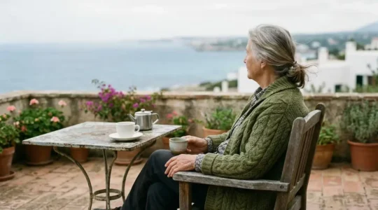 Personne âgée contemplant la mer Méditerranée depuis une terrasse à Marseille