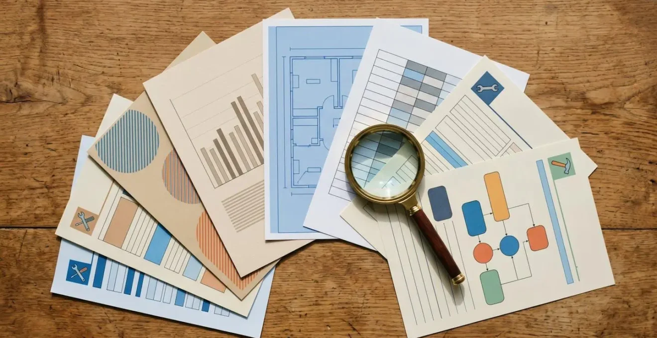 Vendeur immobilier constituant un dossier de transparence avec factures et photos de travaux