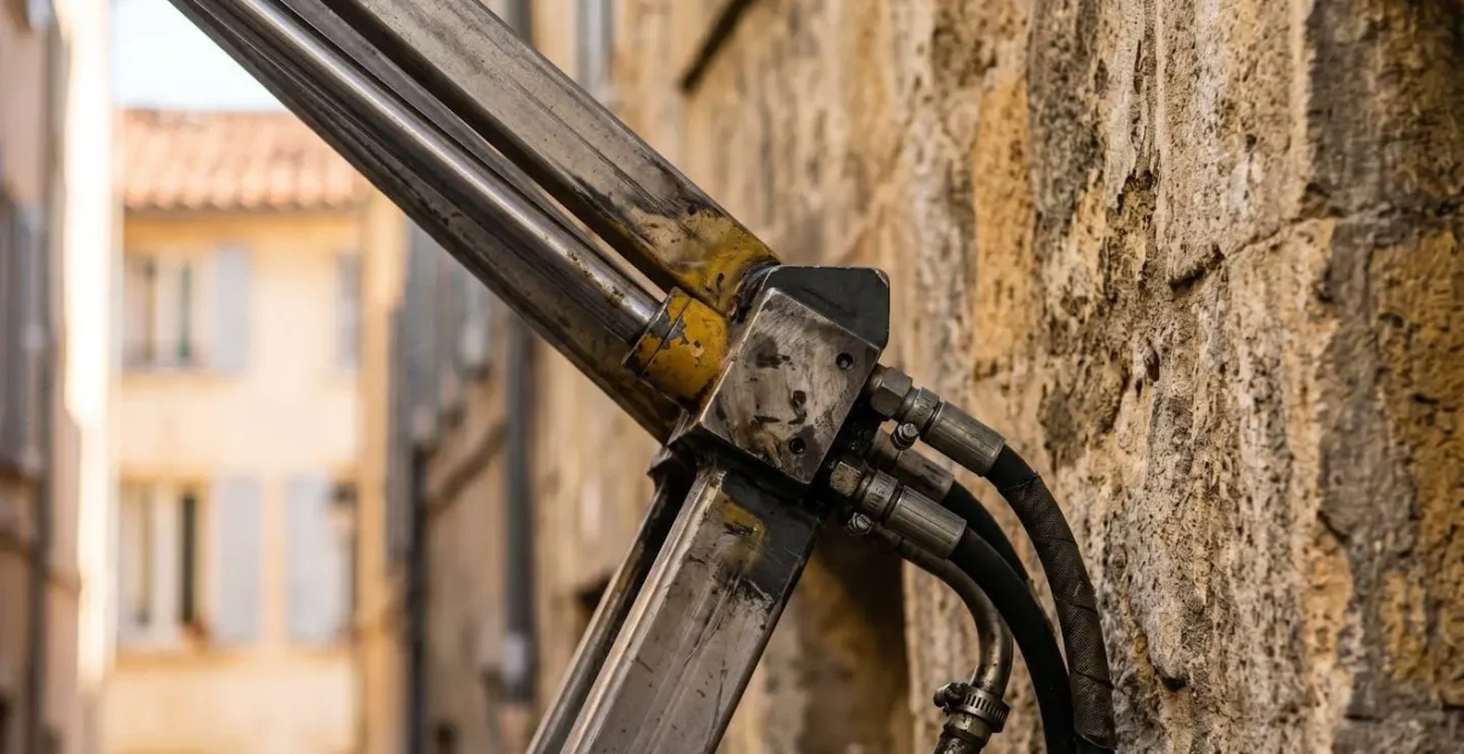 Monte-meuble en action dans une rue étroite du quartier du Panier à Marseille