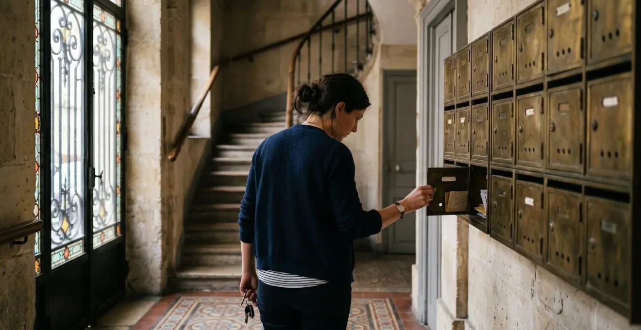 Vue d'un hall d'immeuble marseillais avec des indices de location saisonnière